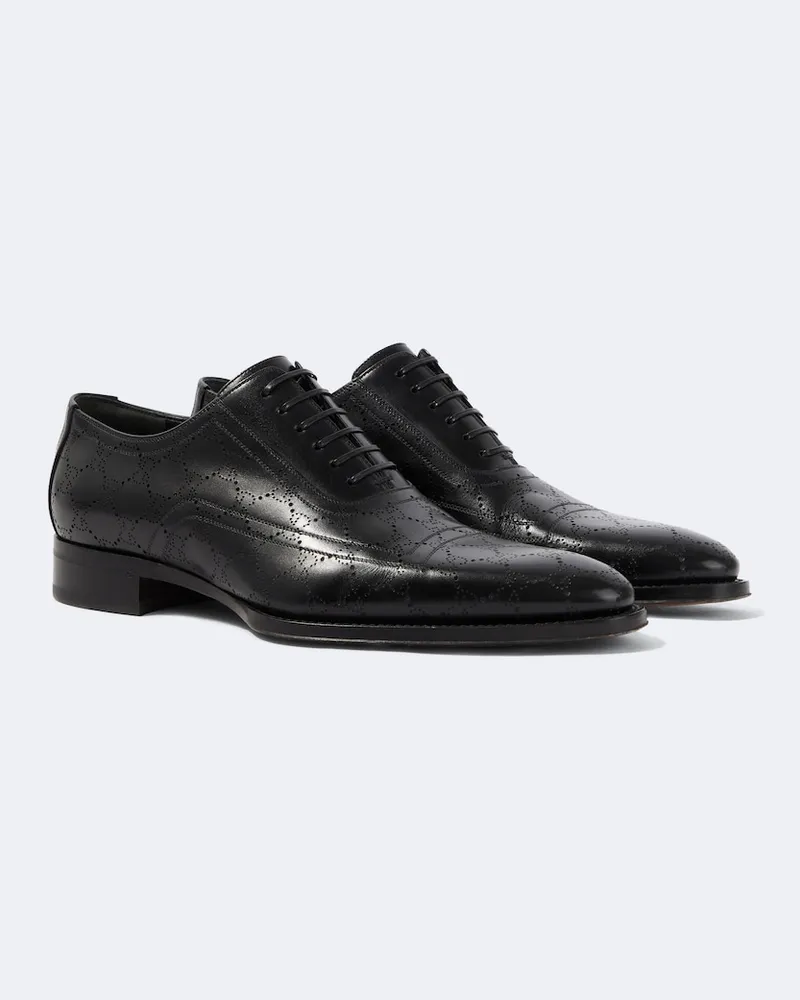 Gucci Schnürschuhe GG aus Leder Schwarz