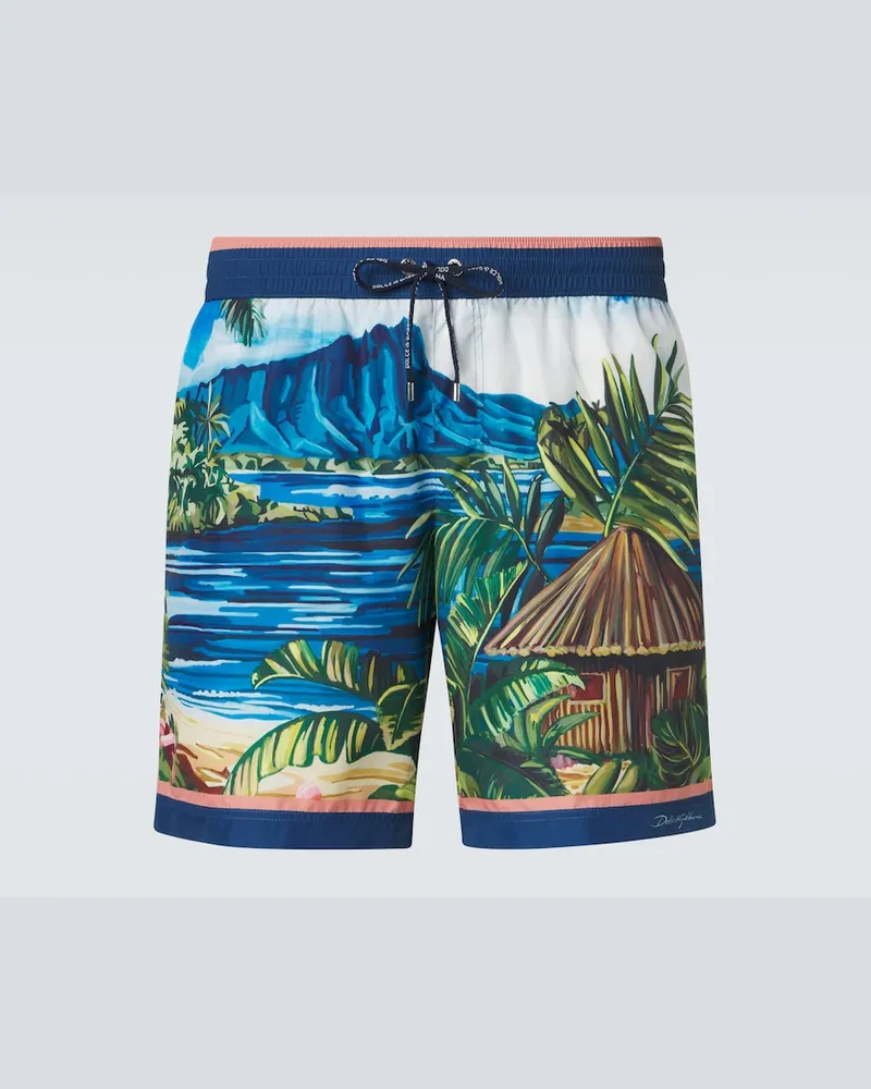 Dolce & Gabbana Bedruckte Badeshorts Blau