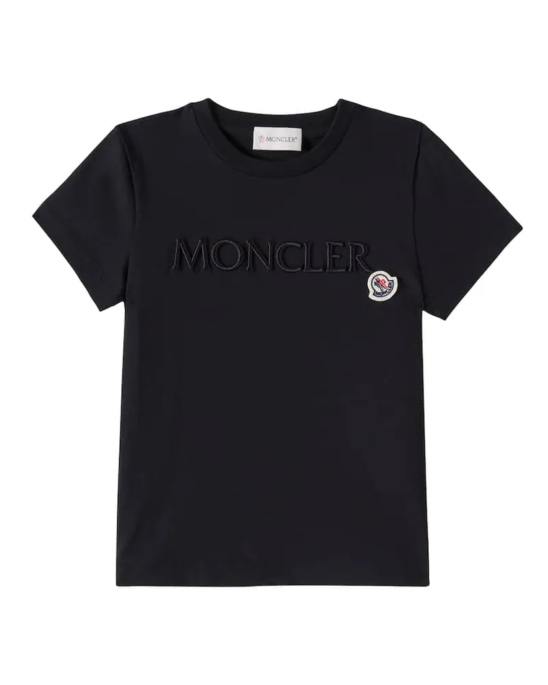 Moncler Besticktes T-Shirt aus Baumwoll-Jersey Schwarz