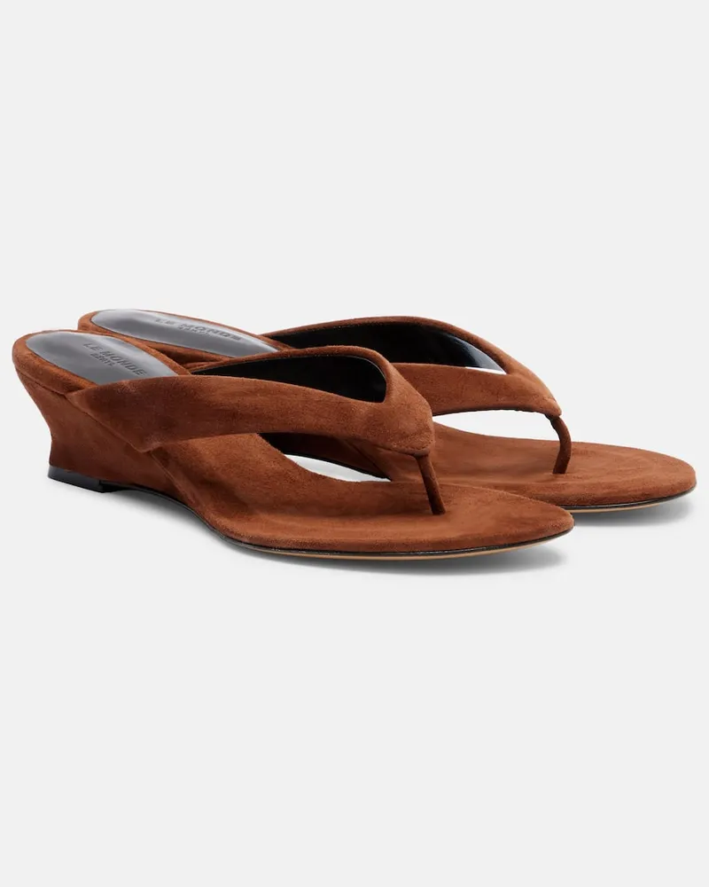 Le Monde Béryl Le Monde Béryl Sandalen Micro Wedge aus Veloursleder Braun