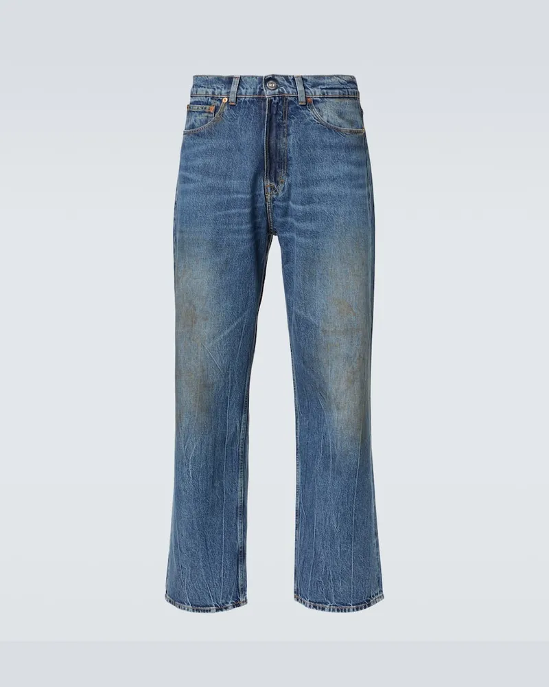 Our Legacy Distressed Wide-Leg Jeans Third Cut Blau