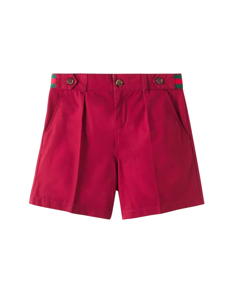 Gucci Bermuda-Shorts Web Stripe aus Popeline Rot