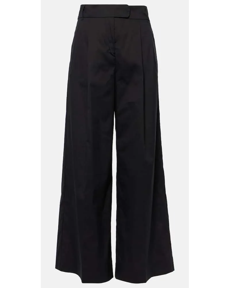 Max Mara Weite Hose Cassia aus Popeline Schwarz