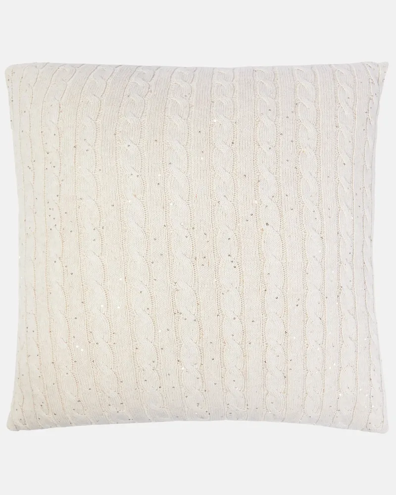 Brunello Cucinelli Kissen aus einem Baumwollgemisch mit Pailletten Neutral