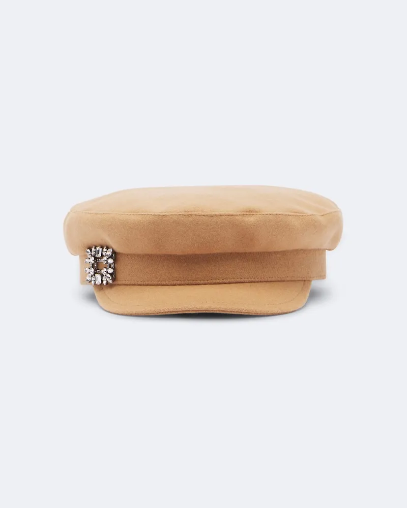 Roger Vivier Verzierte Ballonmütze aus einem Wollgemisch Beige