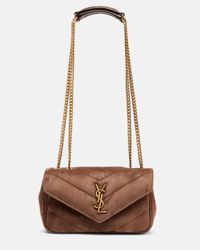 Saint Laurent Schultertasche Lou Lou aus Veloursleder Braun