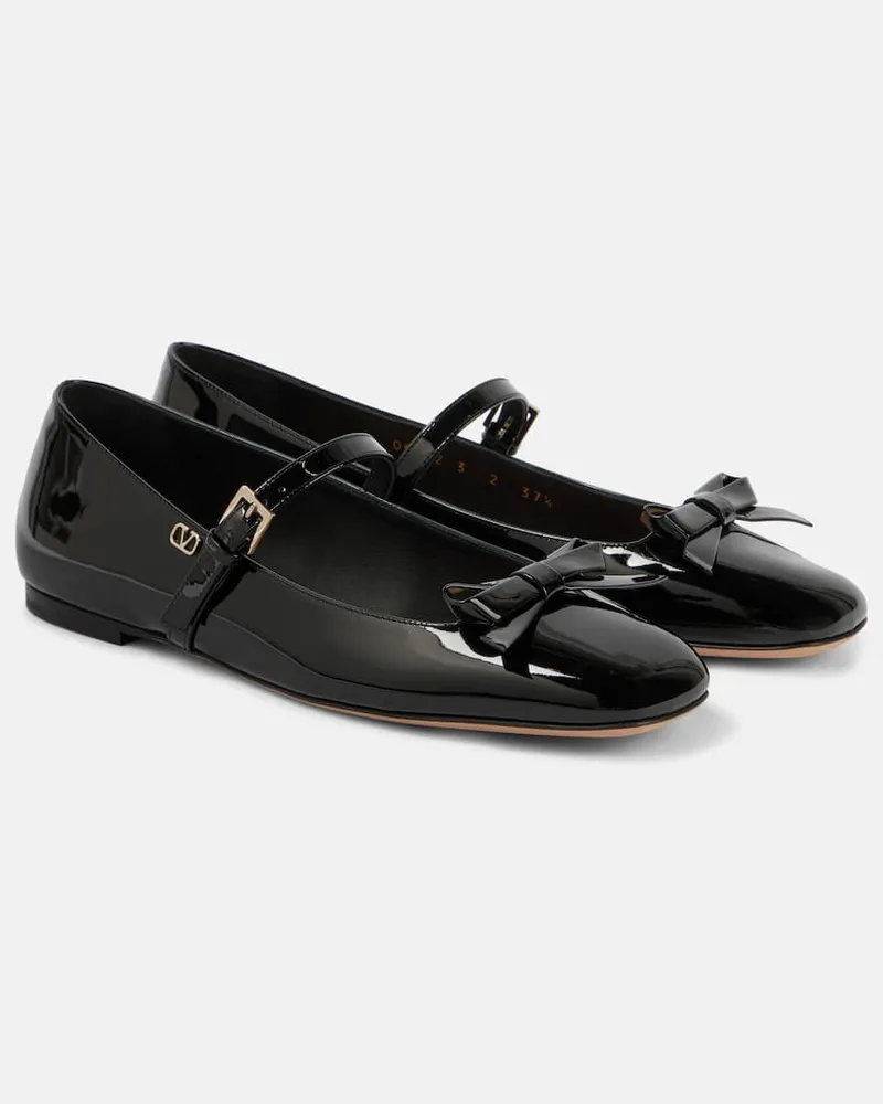 Valentino Garavani Mary-Jane-Ballerinas Romance Bow aus Lackleder Schwarz