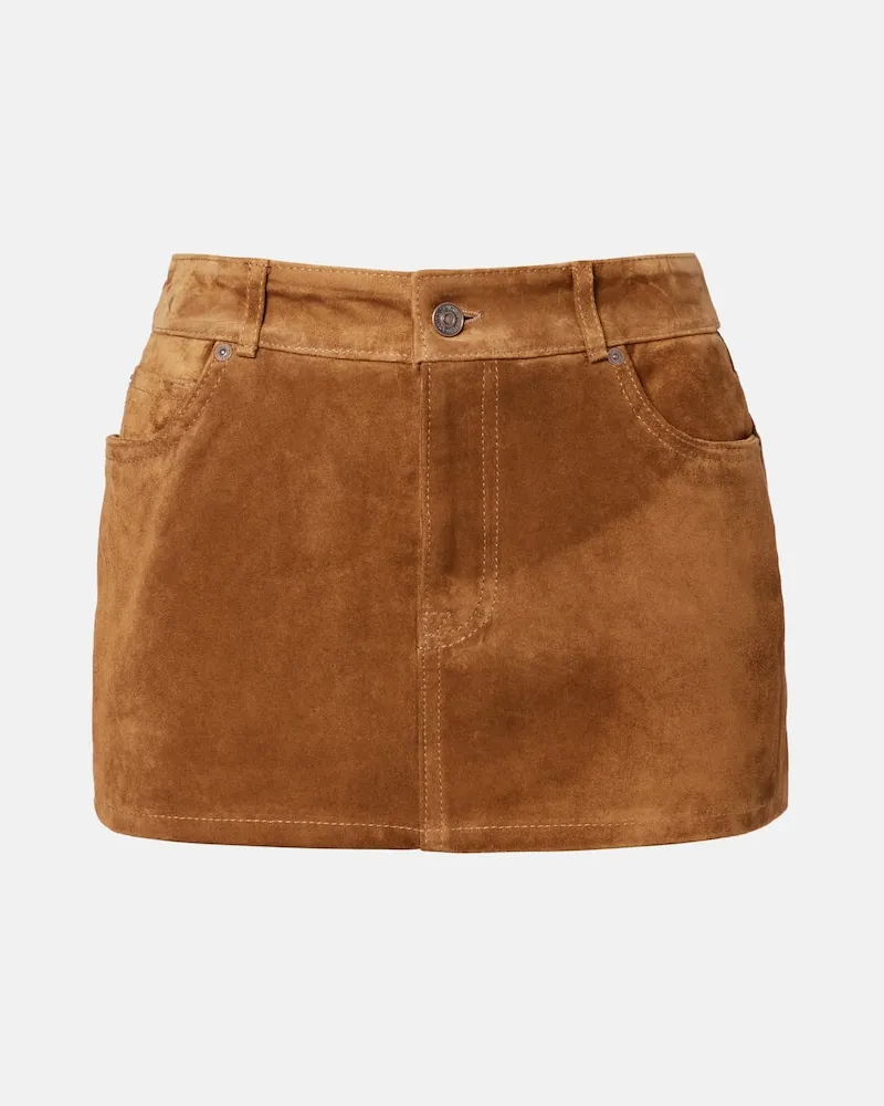 7 for all mankind Low-Rise-Minirock aus Veloursleder Braun