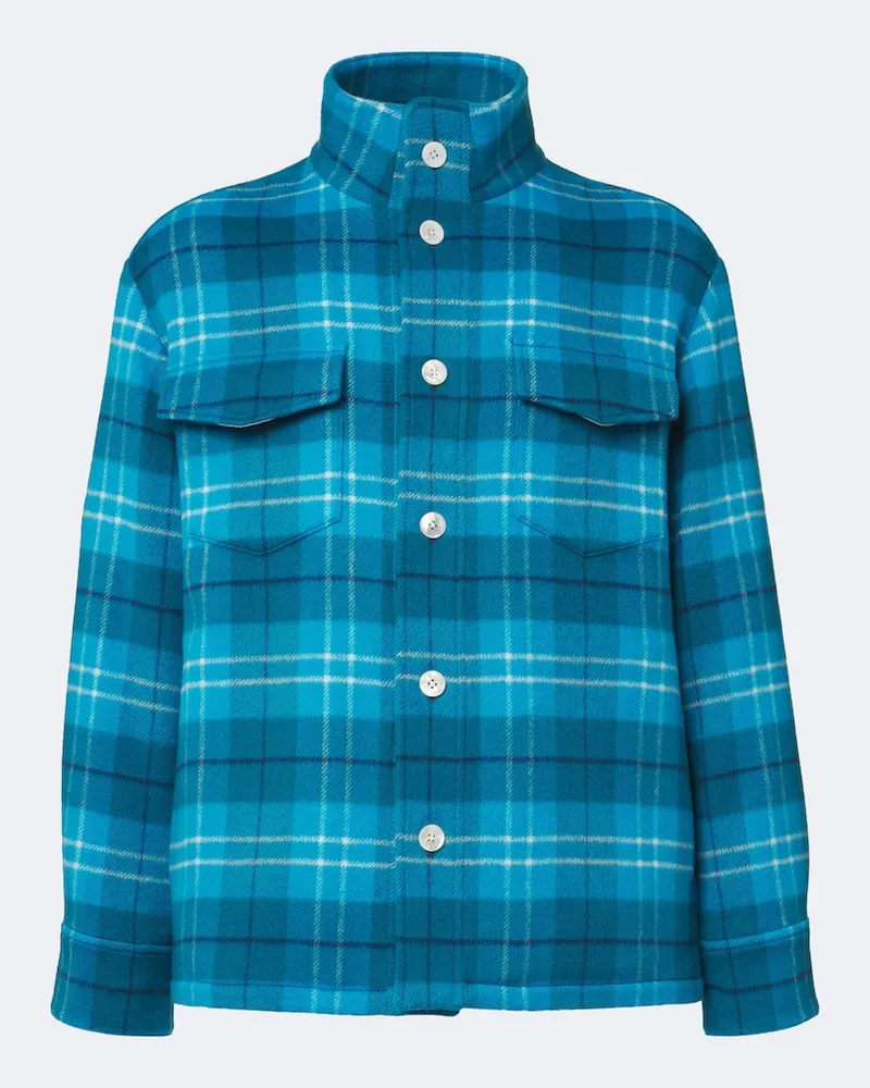 Umit Benan Hemdjacke St Moritz aus Kaschmir Blau