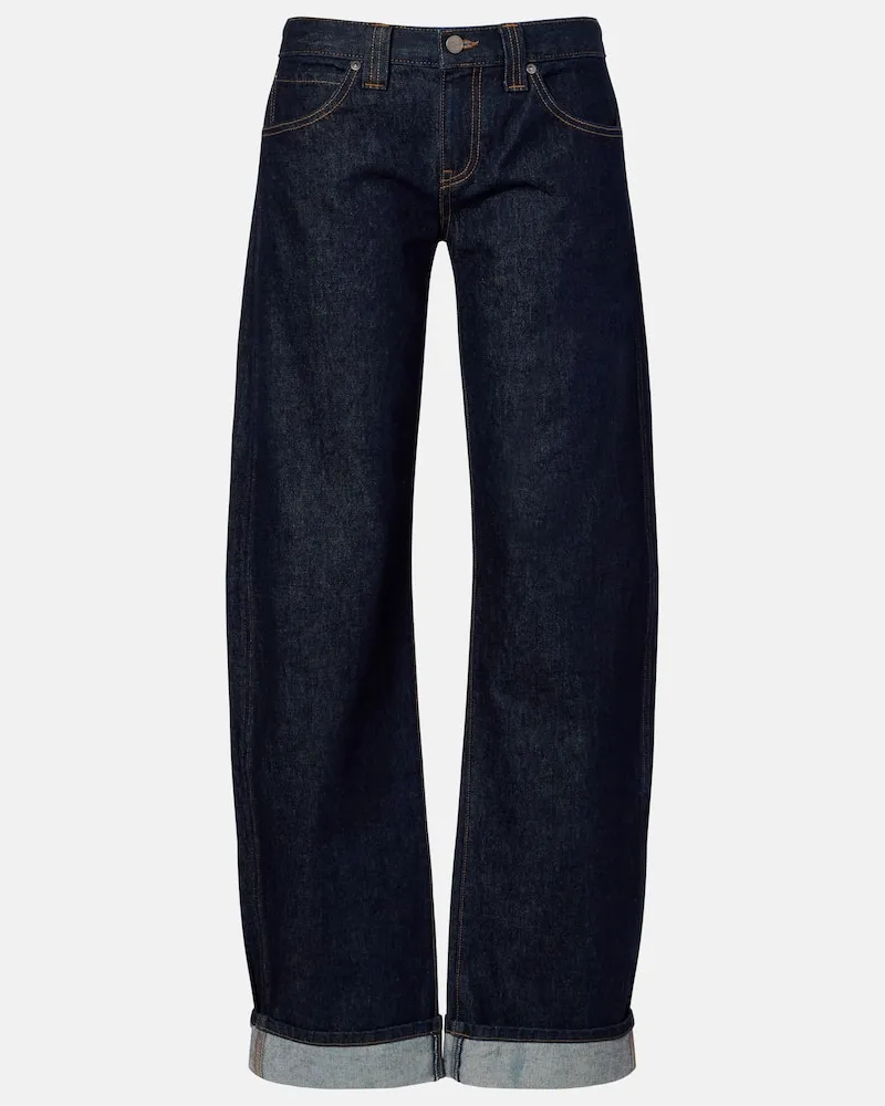 KHAITE Mid-Rise Jeans Karo Blau