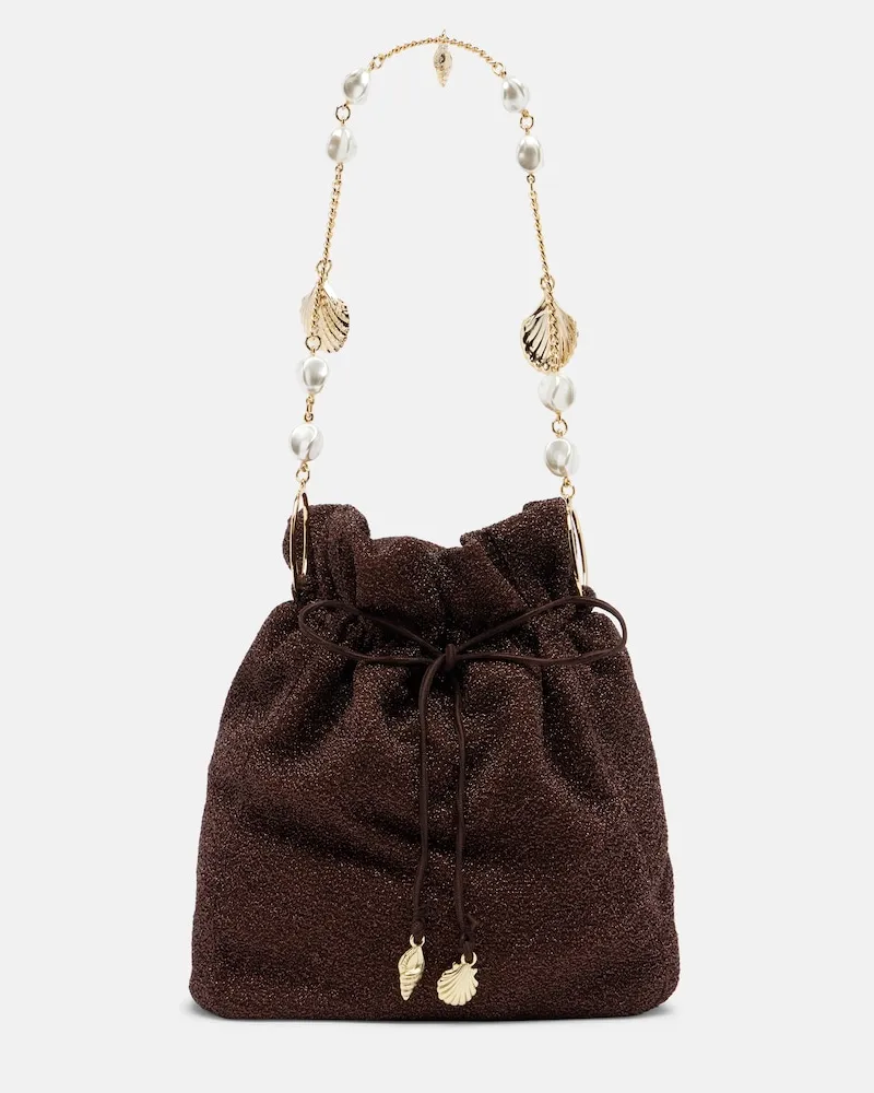 Oséree Oséree Bucket-Bag Lumière Small mit Kristallen Braun