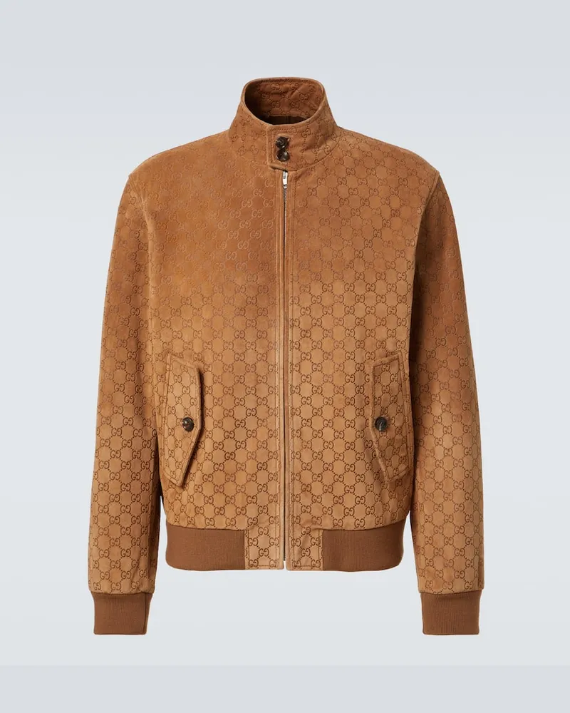 Gucci Blouson GG aus Veloursleder Braun