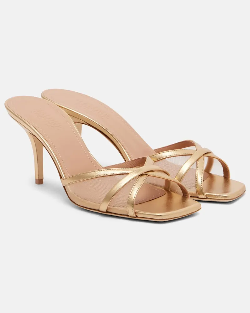 Malone Souliers Pantoletten Perla 70 aus Metallic-Leder und Mesh Gold