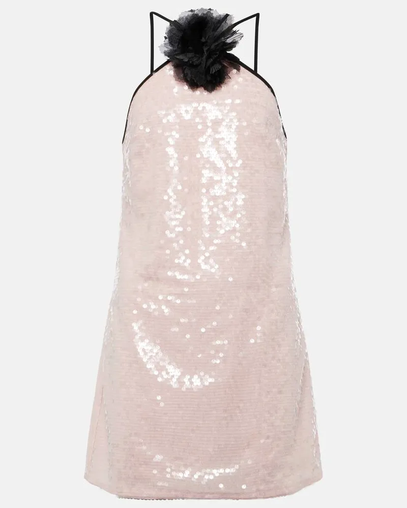 Self-Portrait Minikleid mit Pailletten Rosa