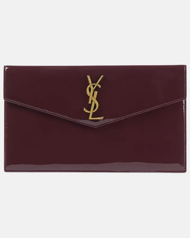 Saint Laurent Clutch Uptown aus Lackleder Burgunderrot