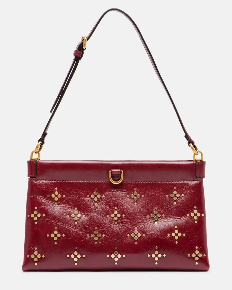 Etro Verzierte Schultertasche Talk aus Leder Burgund