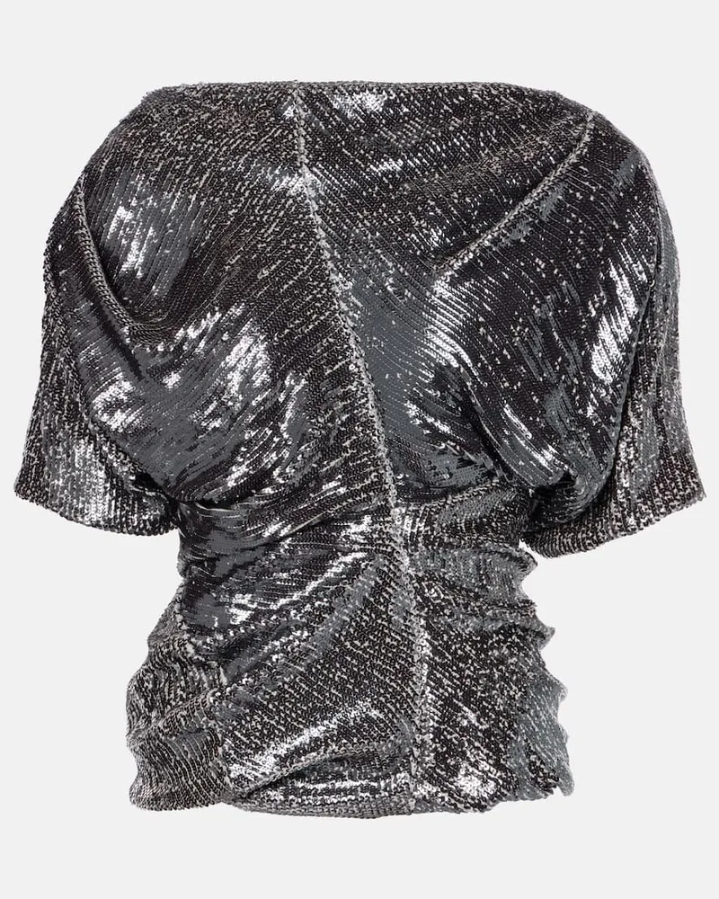 Dries van Noten Top mit Pailletten Silber