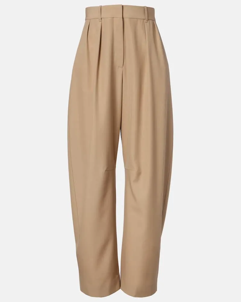 Loewe Weite Hose aus Wolle Beige