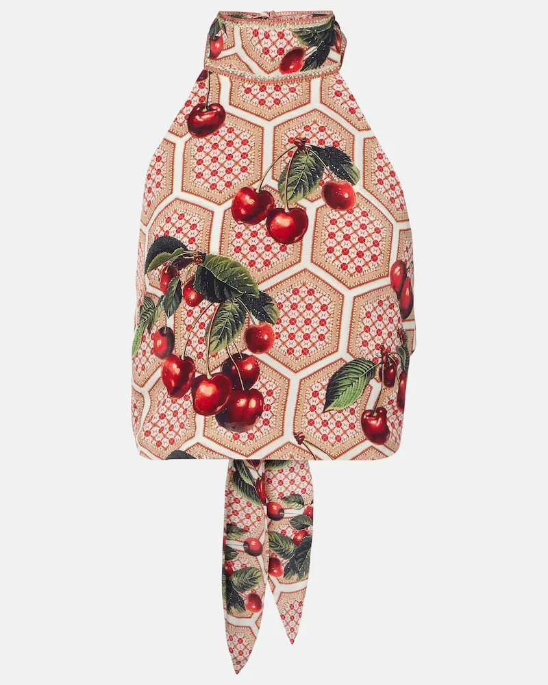 Camilla Bedrucktes Top Notes From The Road aus Seide Multicolor
