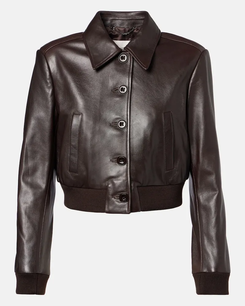 Dorothee Schumacher Cropped-Lederjacke Sleek Statement Braun