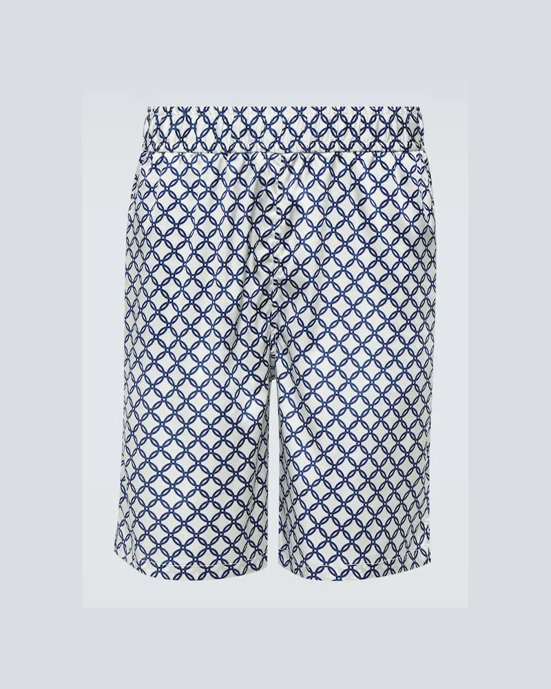 Frescobol Carioca Bedruckte Shorts Palma aus einem Seidengemisch Weiã