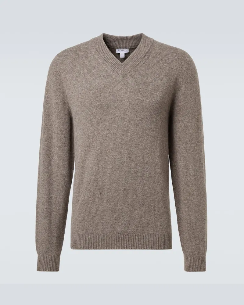 Sunspel Pullover aus Wolle Braun