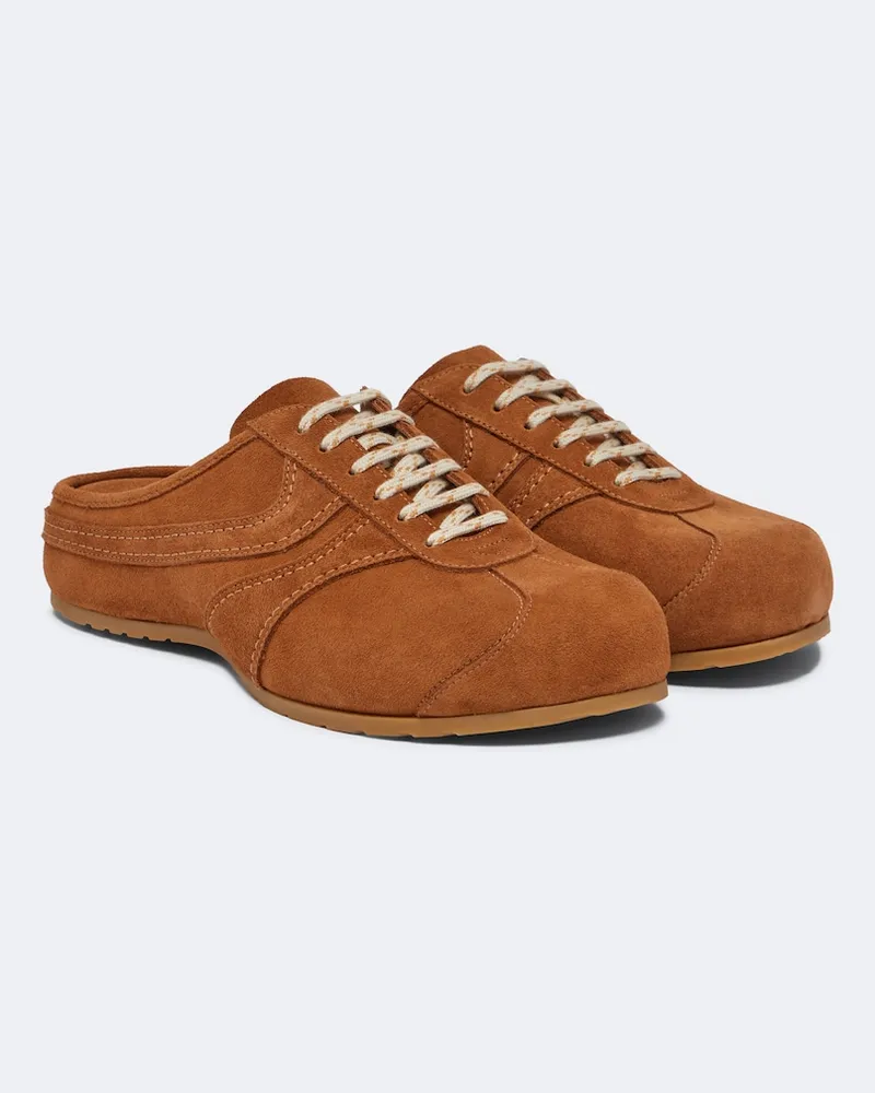 Dries van Noten Slippers aus Veloursleder Braun