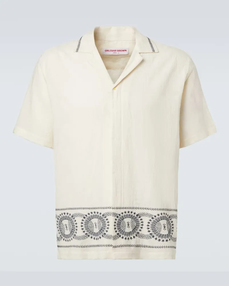 Orlebar Brown Bedrucktes Hemd Maitan aus Baumwolle Weiß