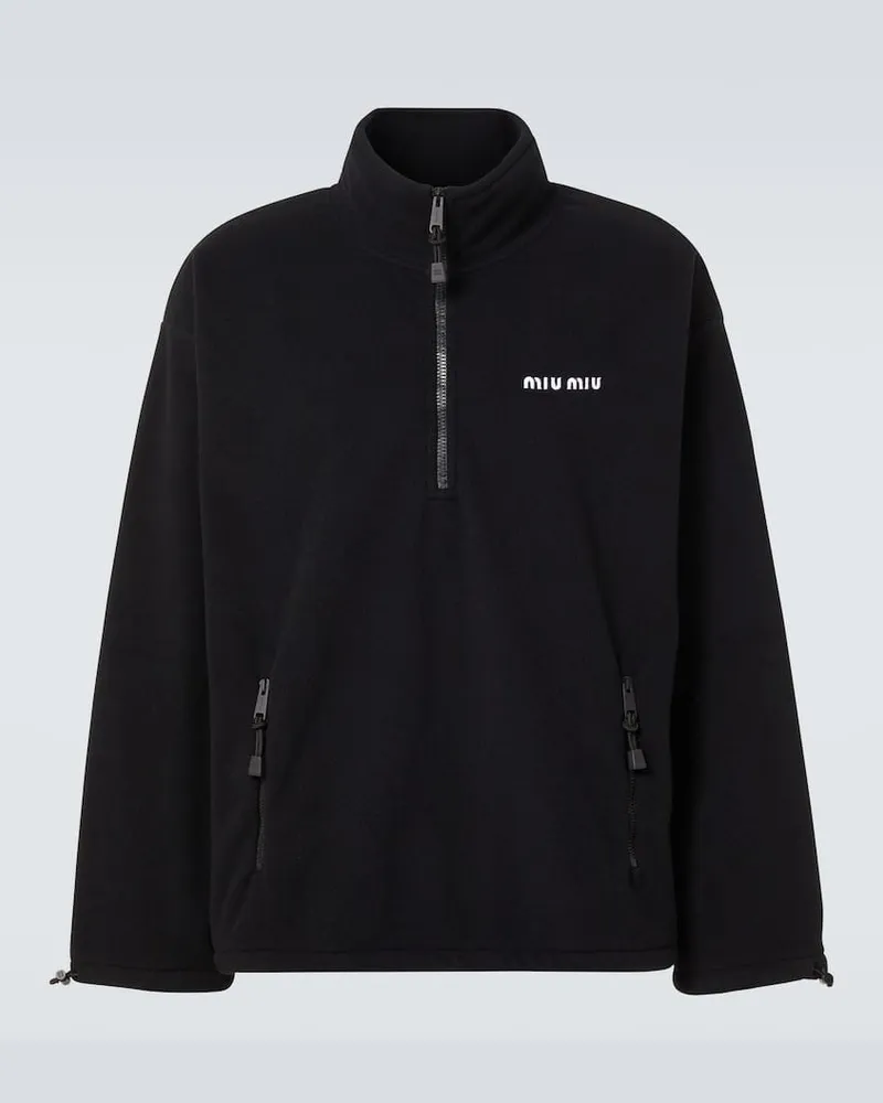 Miu Miu Sweatshirt aus Fleece Schwarz