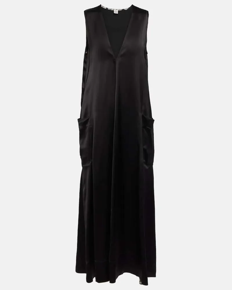 Totême Midikleid aus Satin Schwarz