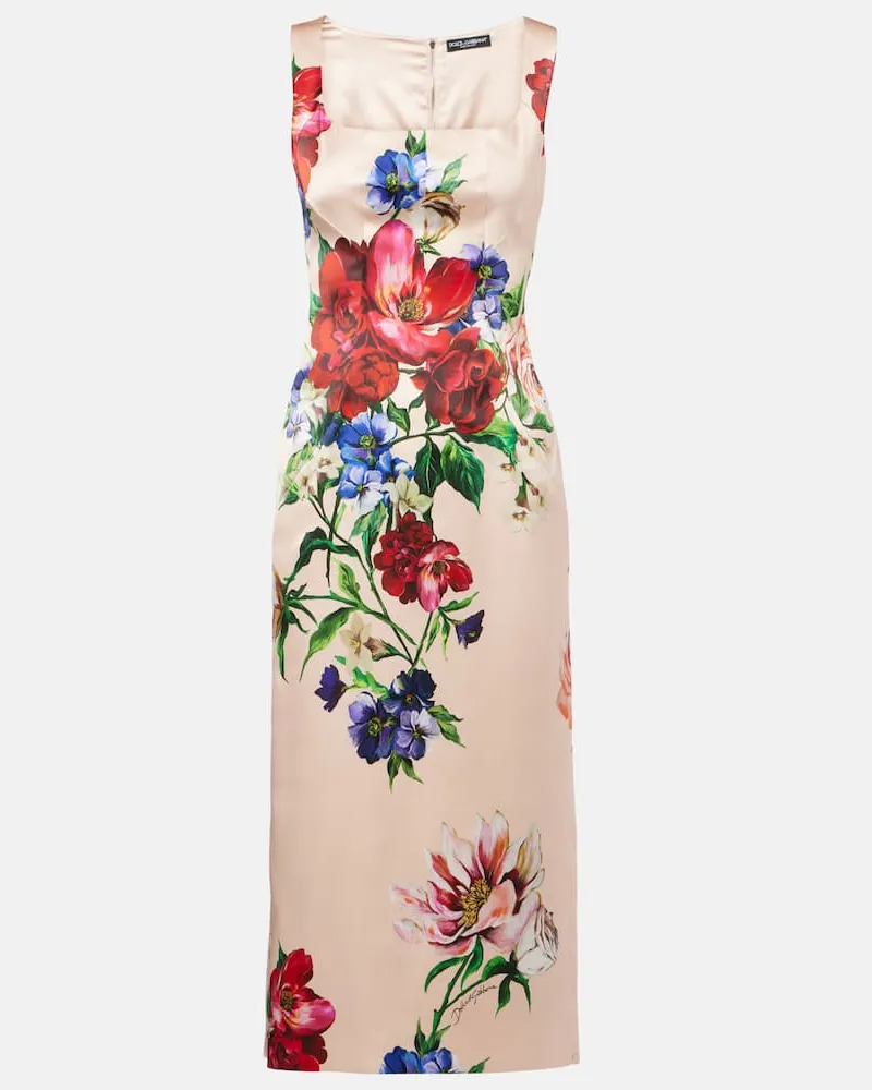 Dolce & Gabbana Midikleid aus Satin Multicolor
