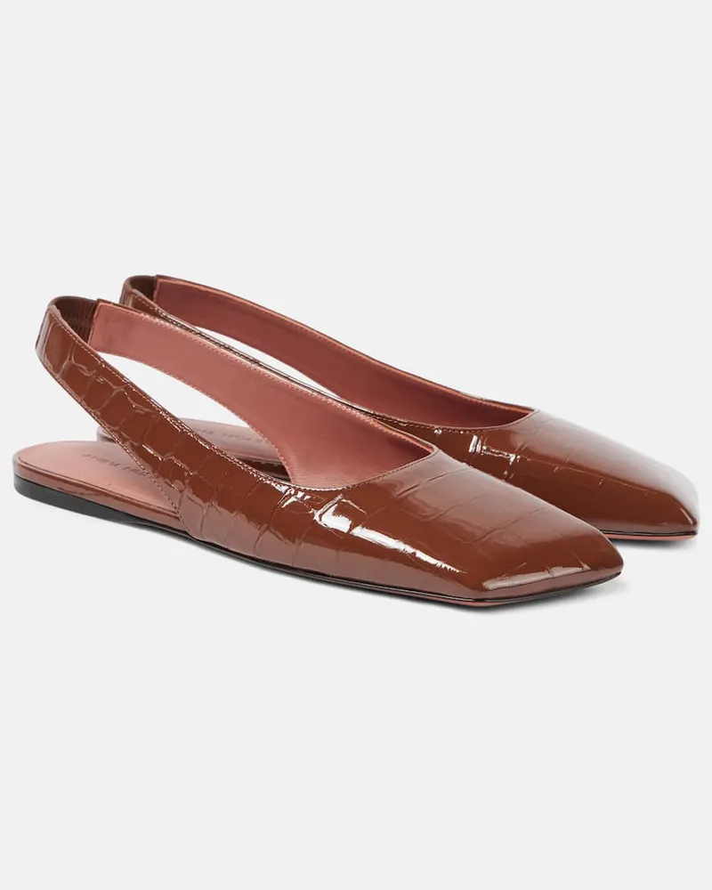 Amina Muaddi Slingback-Ballerinas Ane aus Lackleder Braun