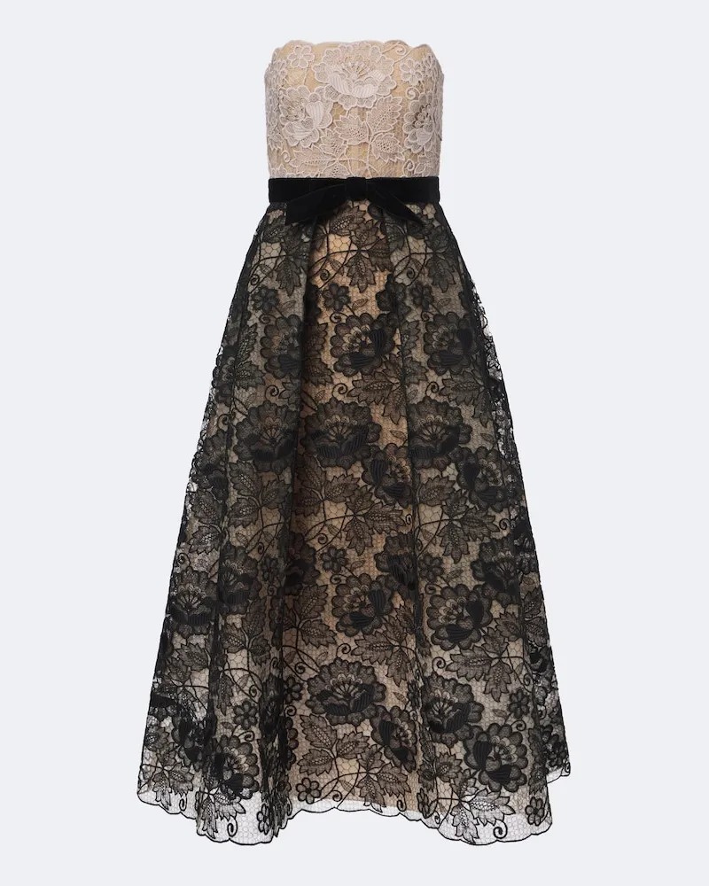 Elie Saab Cocktailkleid aus Guipure-Spitze Schwarz