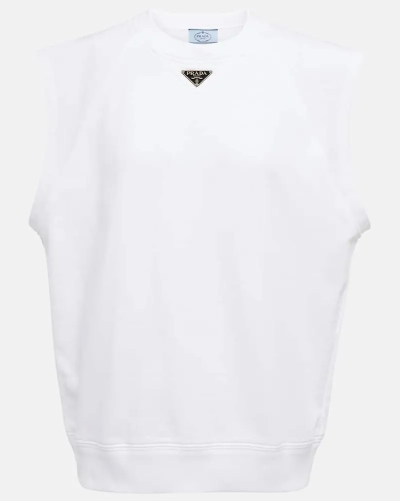 Prada Top aus Baumwoll-Jersey Weiß