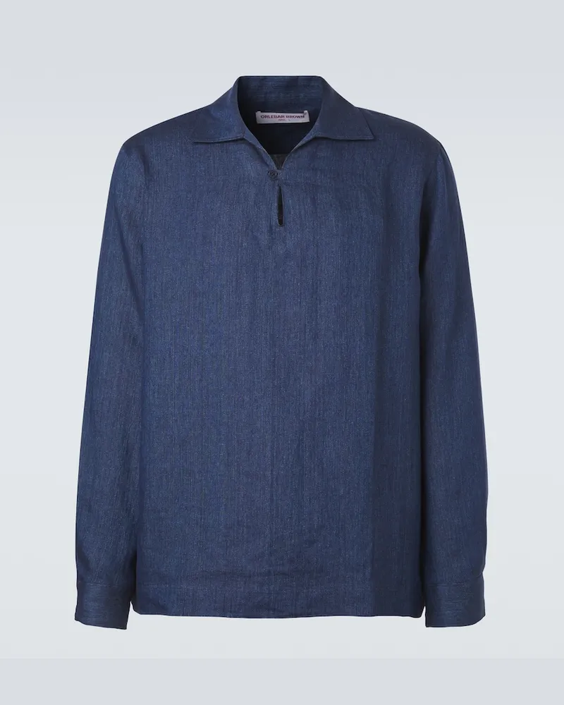 Orlebar Brown Hemd Vincent aus Leinen Blau
