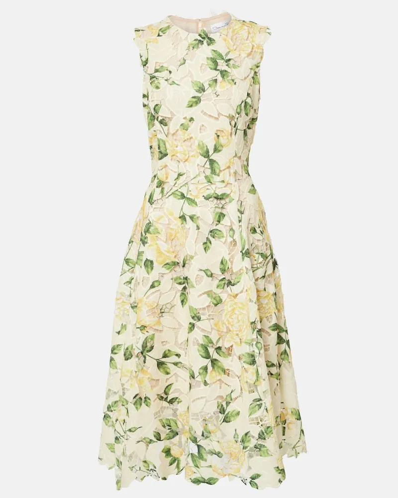 Oscar de la Renta Bedrucktes Midikleid Gelb