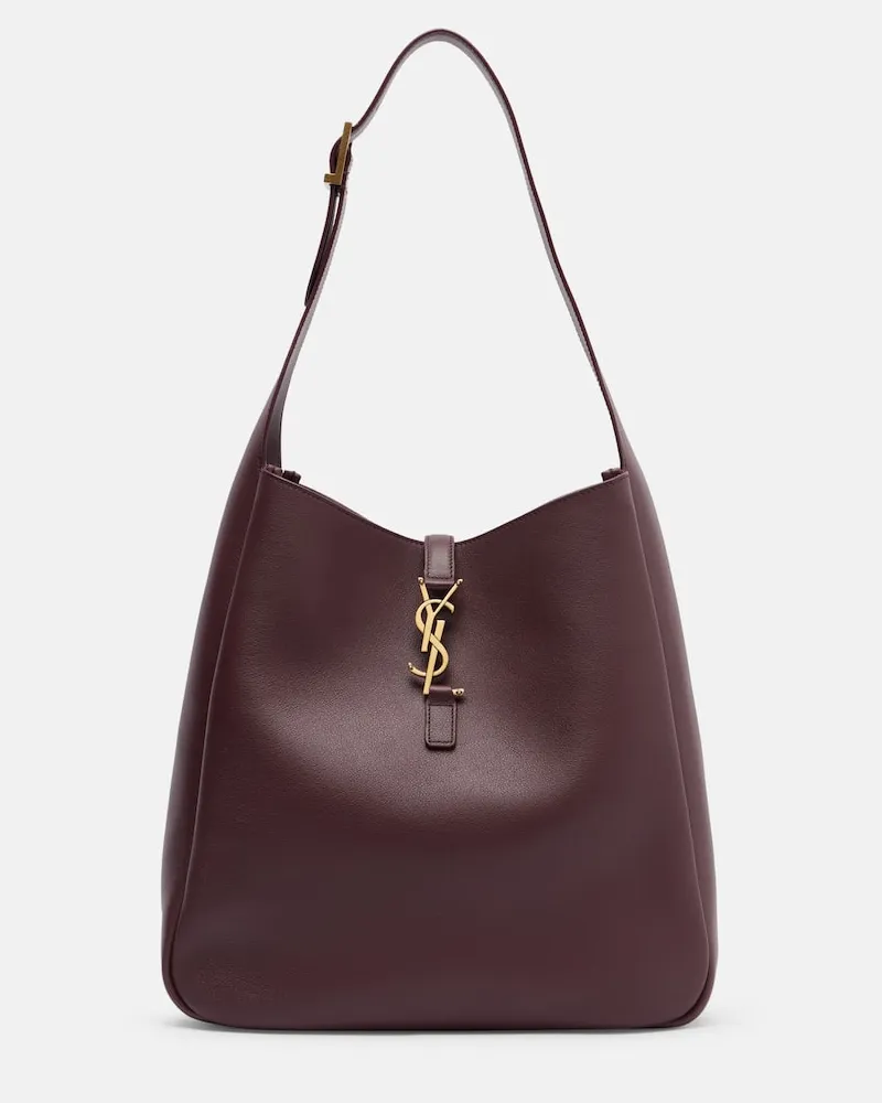 Saint Laurent Schultertasche Le 5 à 7 Large aus Leder Burgunderrot