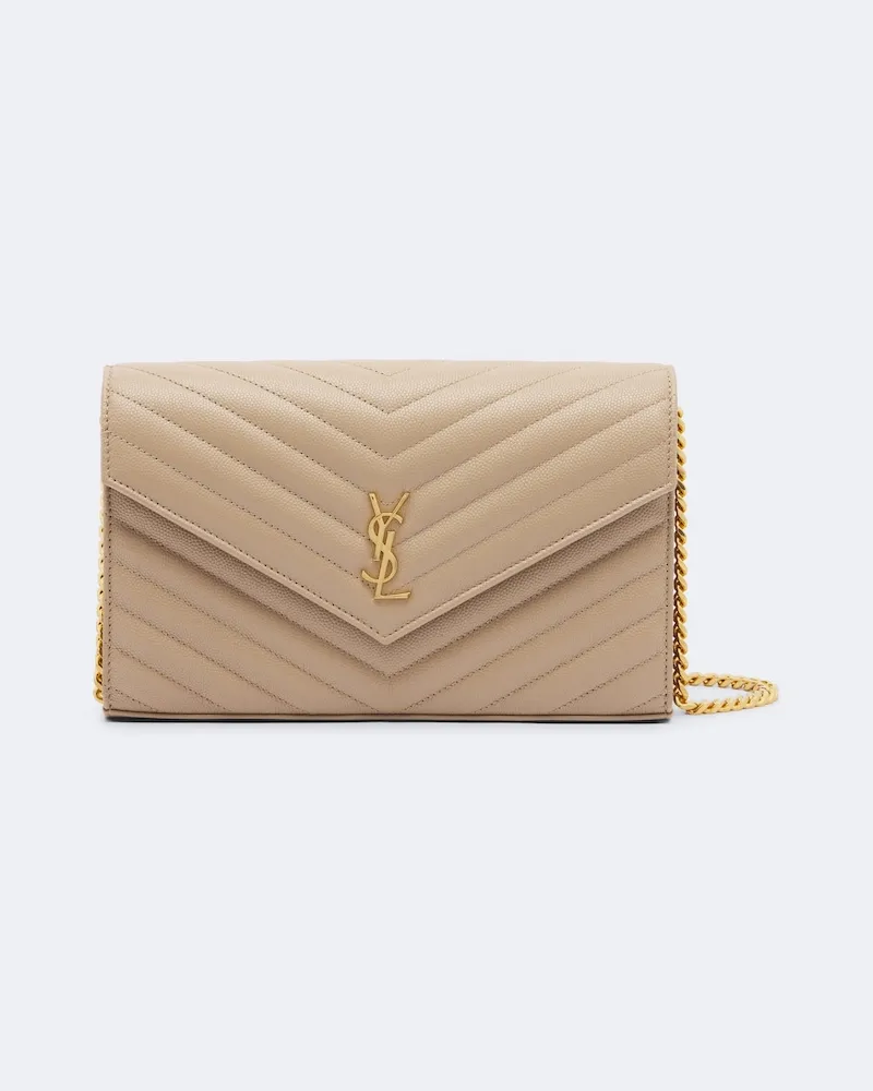 Saint Laurent Portemonnaie mit Kettenriemen Cassandre Beige