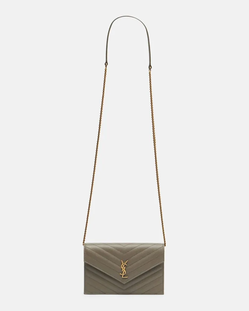 Saint Laurent Portemonnaie mit Kettenriemen Cassandre Grau
