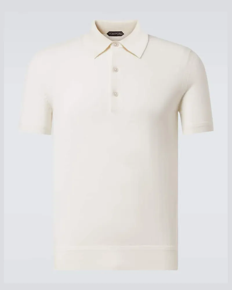 Tom Ford Polohemd aus Kaschmir und Seide Weiß