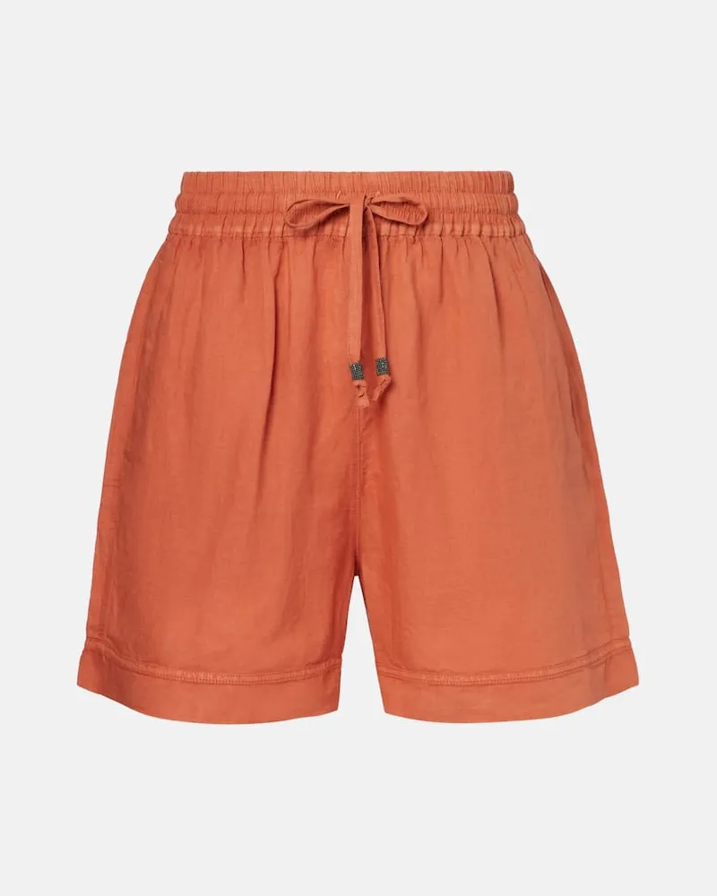Brunello Cucinelli Shorts aus Leinen und Baumwolle Orange
