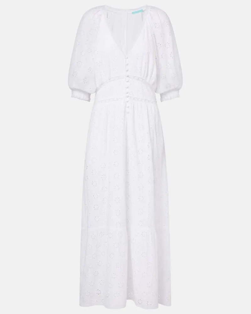 Melissa Odabash Midikleid Daphne aus Baumwolle Weiß