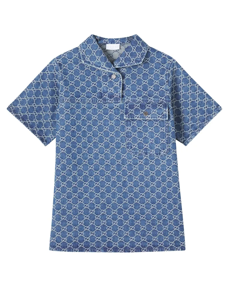 Gucci Kleid GG aus Denim Blau