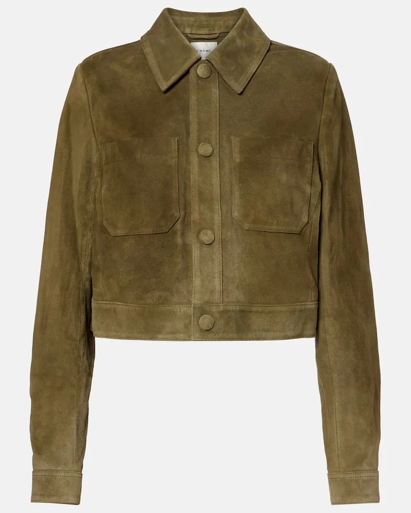 Frame Denim Jacke The Small aus Veloursleder Grün
