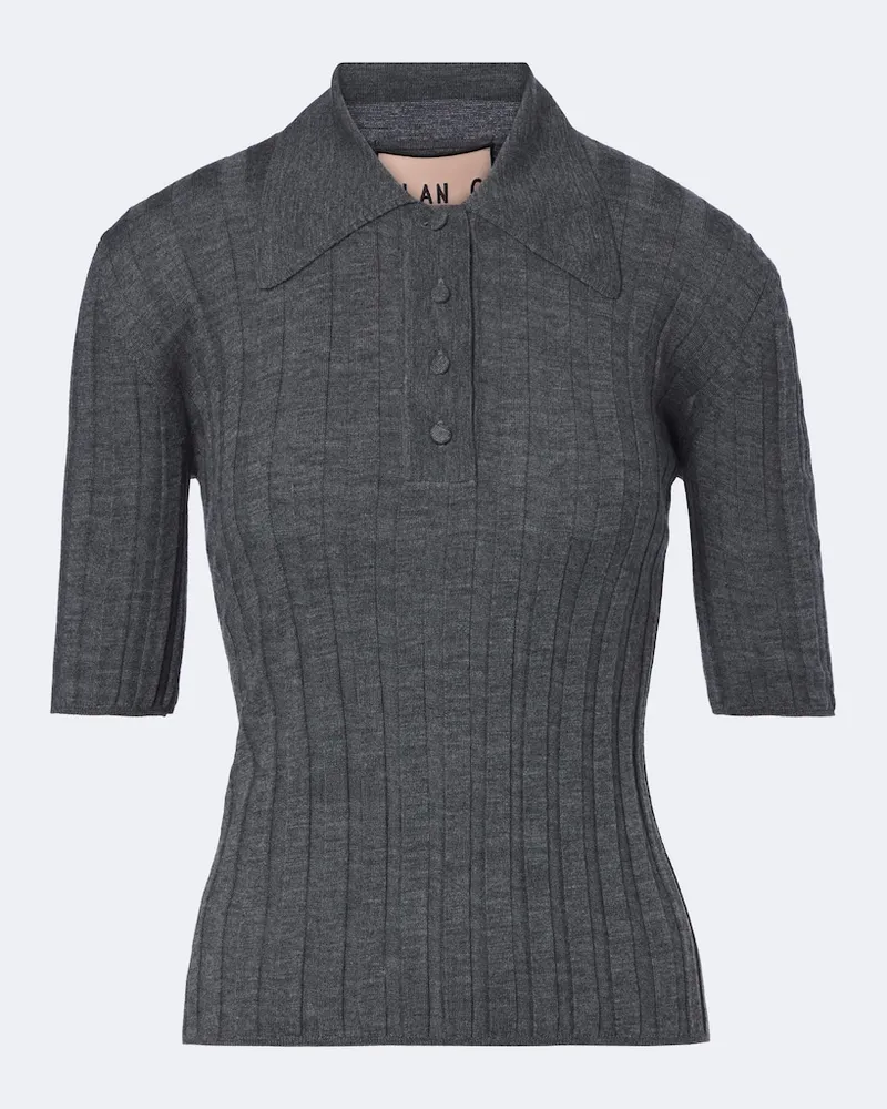 PLAN C Polo-Pullover aus Wolle Grau