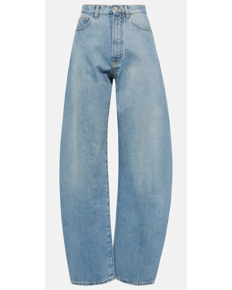 Alaïa Alaïa High-Rise Barrel Jeans Blau