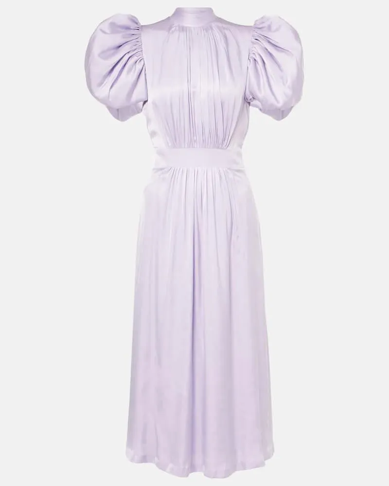 ROTATE Birger Christensen Midikleid aus Satin Violett