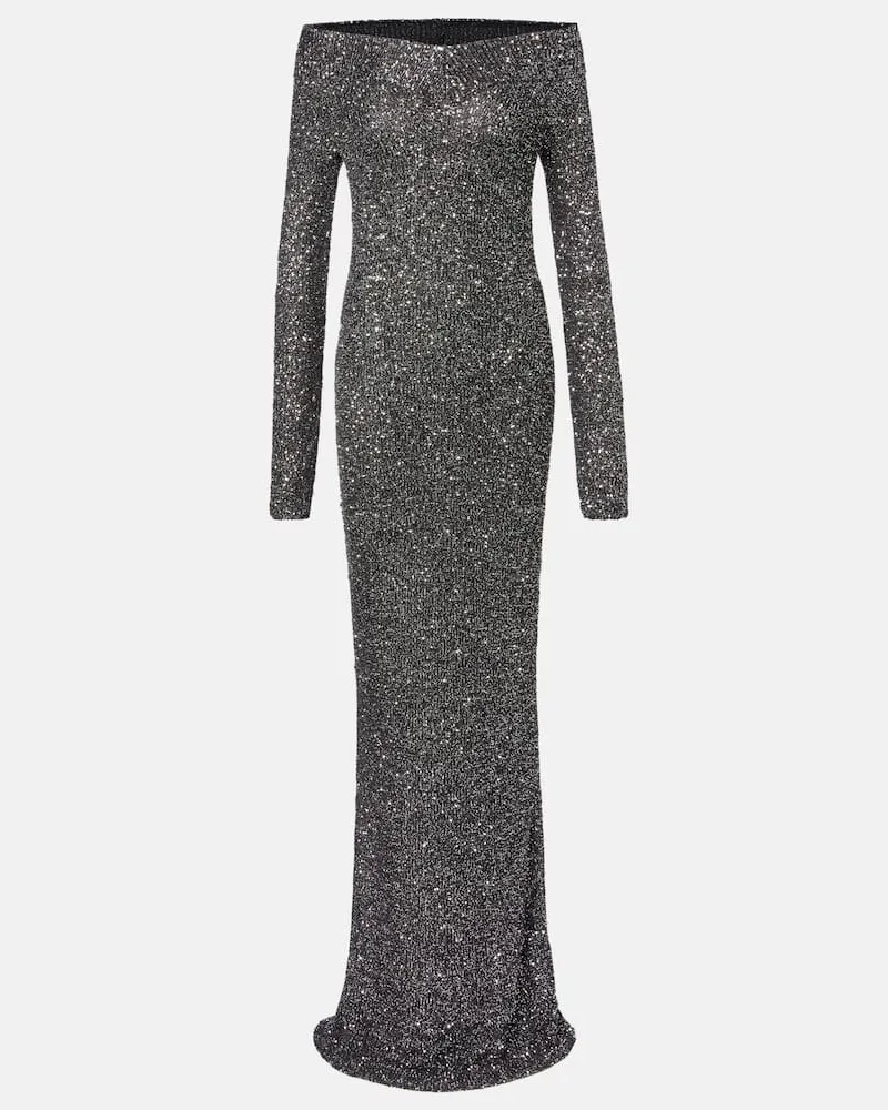 Stella McCartney Robe aus Strick mit Pailletten Schwarz