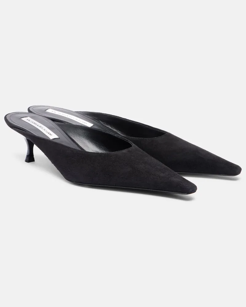 Victoria Beckham Mules 45 aus Veloursleder Schwarz