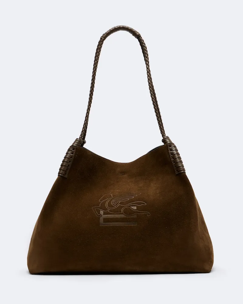 Etro Tote Libra Large aus Veloursleder Grün